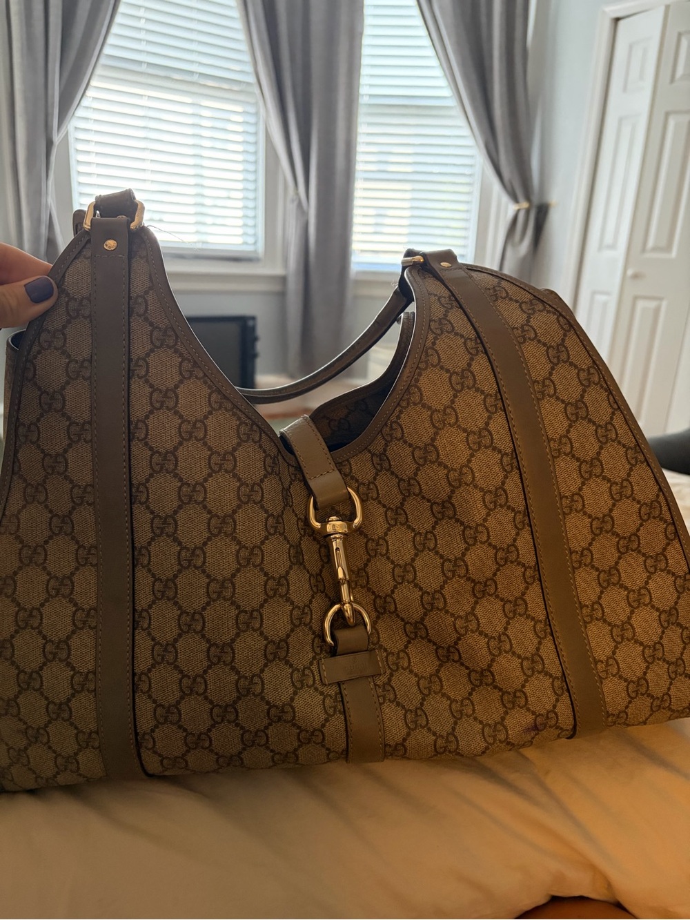 Gucci Monogram large Brown coated Canvas Shoulder Bag